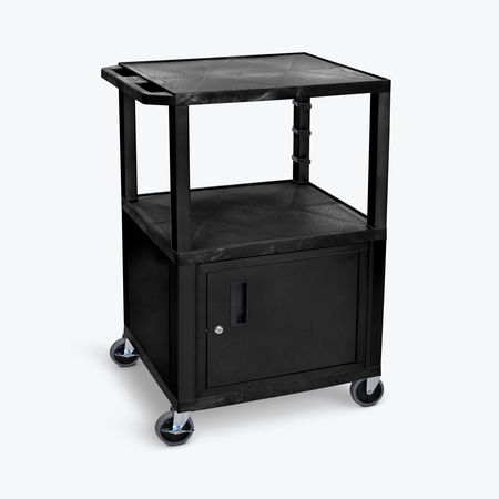 LUXOR Black Tuffy 3 Shelf 42" AV Cart with Cabinet & Electric WT42C2E